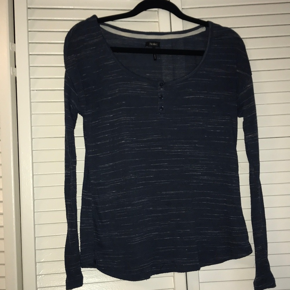 Navy blue loose fit, ribbed long sleeve